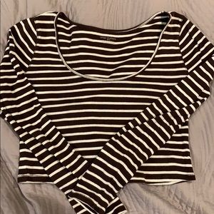 Stripped Long Sleeve Crop Top